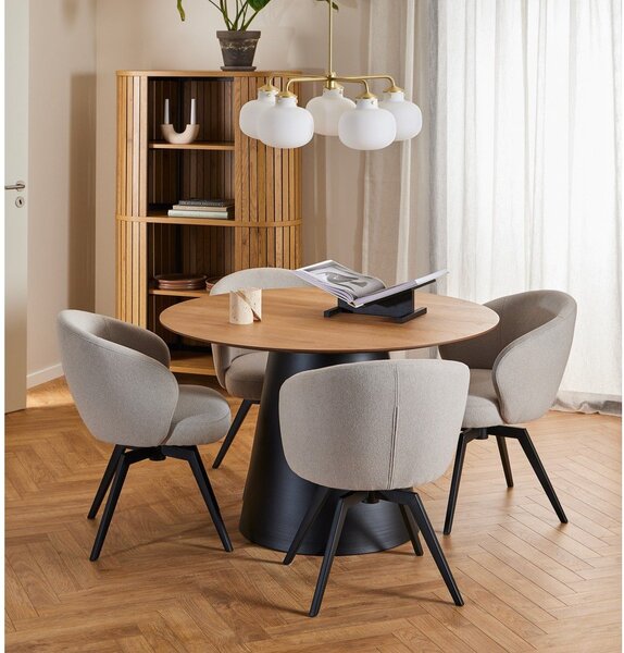 Tavolo da pranzo rotondo nero-naturale con piano in rovere ø 120 cm Soli - Actona