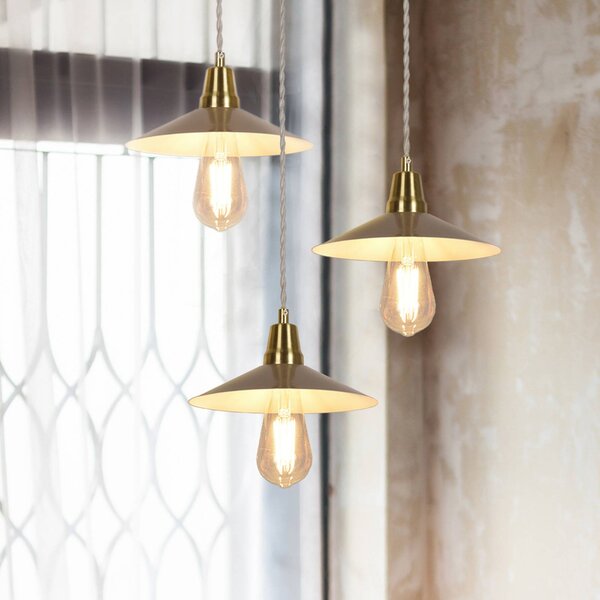 COREP Lampada a sospensione Claudette, dimmerabile, Crema / Ambra, Soggiorno / Sala da pranzo, Metallo, Vintage, Lampada a sospensione