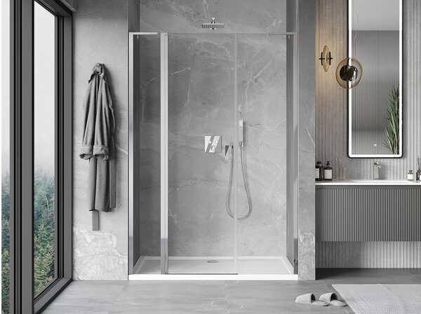 Mexen Mist L porta doccia a battente 140 cm, trasparente, cromo - 8A4L-140-001-01-00