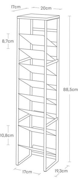 Portabottiglie nero in metallo numero di bottiglie 16 20x88,5x19 cm Tower – YAMAZAKI