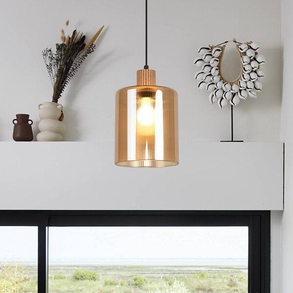 COREP Lampada a sospensione Giovanni, dimmerabile, Crema / Ambra, Soggiorno / Sala da pranzo, Vetro, Moderno, Lampada a sospensione