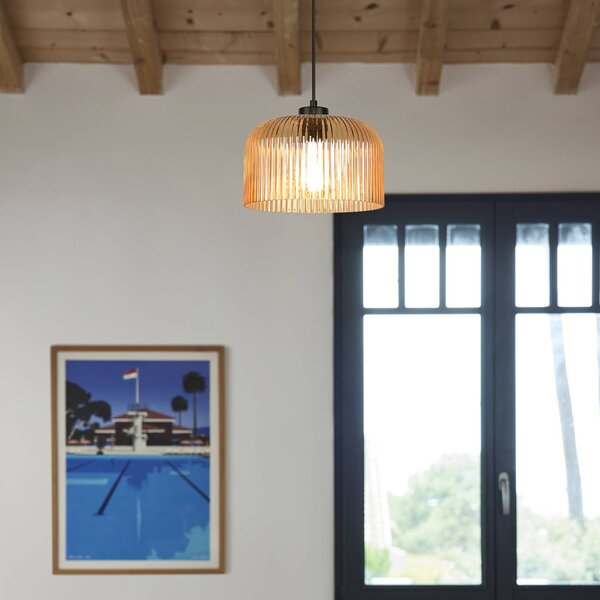COREP Lampada a sospensione Luigi, dimmerabile, Crema / Ambra, Soggiorno / Sala da pranzo, Vetro, Moderno, Lampada a sospensione