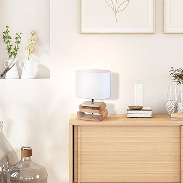 COREP Lampada da tavolo Oslo, Bianco / Opale, Soggiorno / Sala da pranzo, Legno, Scandinavo, Lampada da tavolo
