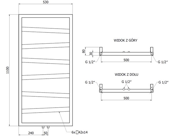 Mexen Zoom radiatore da bagno decorativo 1100 x 530 mm, 376 W, nero - W130-1100-530-00-70