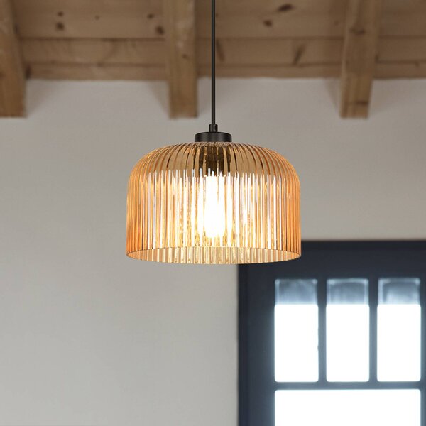 COREP Lampada a sospensione Luigi, dimmerabile, Crema / Ambra, Soggiorno / Sala da pranzo, Vetro, Moderno, Lampada a sospensione