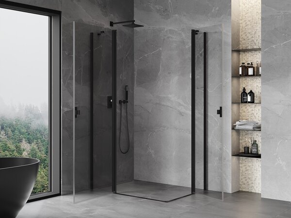 Mexen Mist Duo cabina doccia con apertura 90 x 70 cm, trasparente, nero - 8A4-090-070-70-00