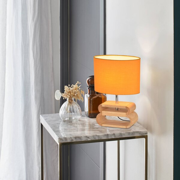 COREP Lampada da tavolo Oslo, Giallo / Arancione, Soggiorno / Sala da pranzo, Legno, Lampada da tavolo