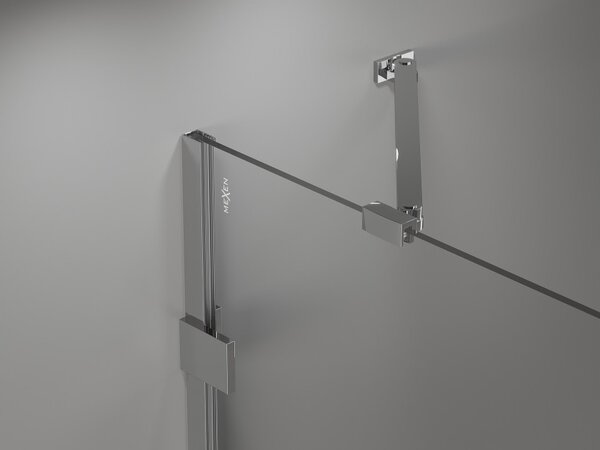Mexen Lunar cabina doccia pentagonale a battente destra 80 x 100 cm, trasparente, cromo - 831-080P-100L-01-00-P