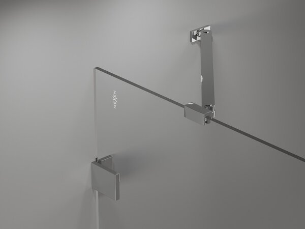 Mexen Lunar cabina doccia pentagonale a battente destra 80 x 100 cm, trasparente, cromo - 831-080P-100L-01-00-P
