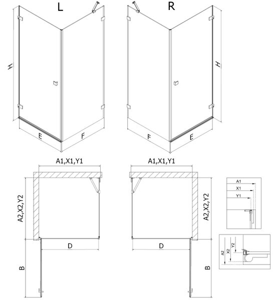 Mexen Lunar-B cabina doccia battente sinistra 85 x 80 cm, trasparente, cromo - 832-085-080-01-00-L