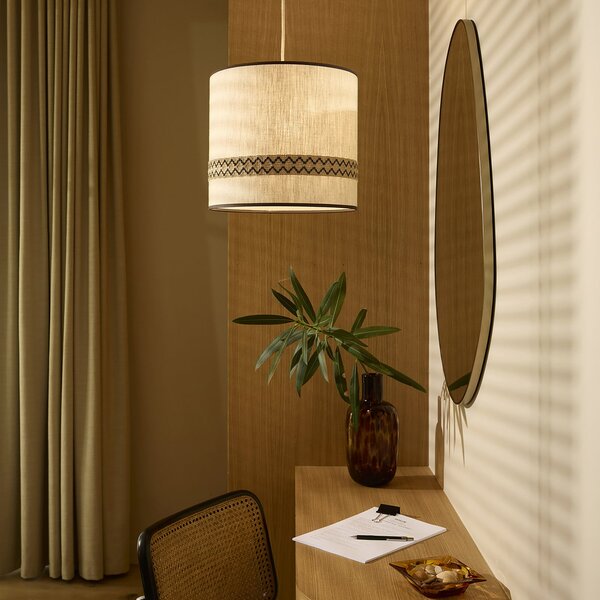 Lampada a sospensione MARKET SET, Jimmy, dimmerabile, Beige, Sala da pranzo, Tessuto / Tessile, Design