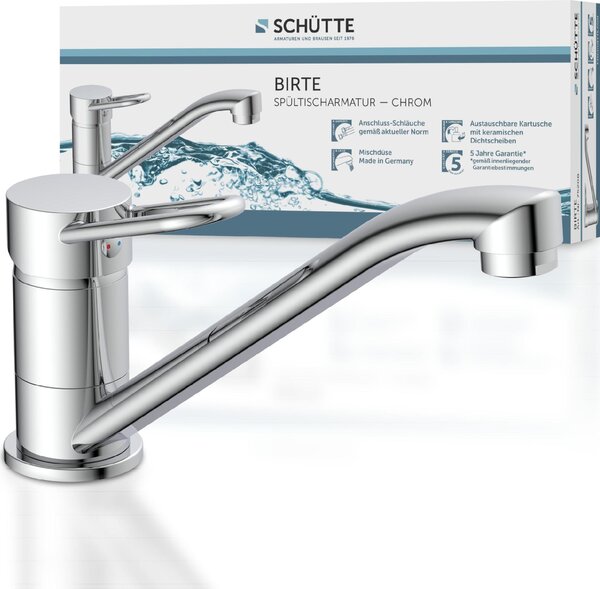 SCHÜTTE miscelatore da cucina Birte, miscelatore da cucina girevole a 360°, miscelatore da cucina cromato