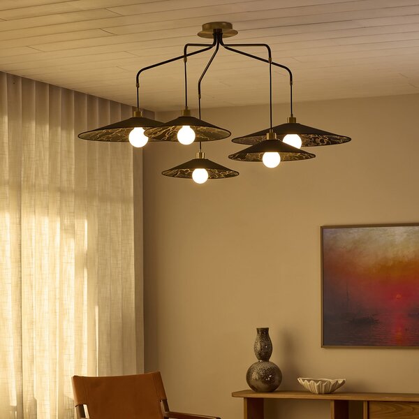Lampada a sospensione MARKET SET, Gatsby, dimmerabile, Nero, Sala da pranzo, Tessuto / Tessile, Design