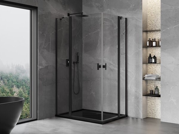 Mexen Mist Duo cabina doccia con apertura 90 x 70 cm, trasparente, nero - 8A4-090-070-70-00
