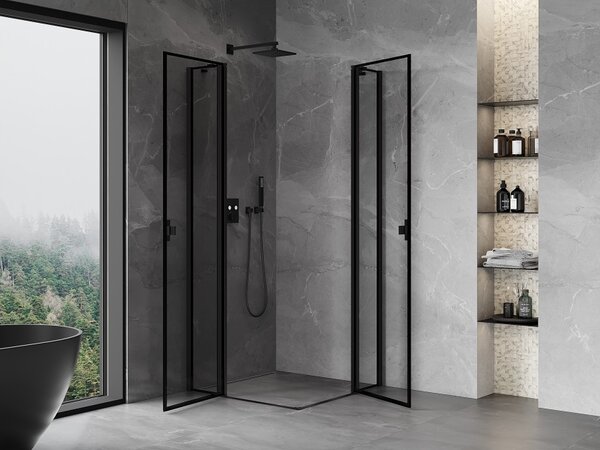 Mexen Mist Duo cabina doccia battente 85 x 85 cm, cornice nera, nero - 8A4-085L-085P-70-70