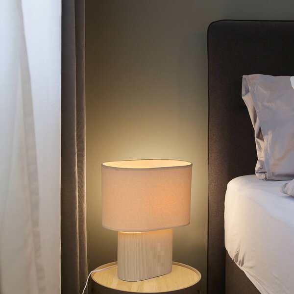 COREP Lampada da tavolo Santorini, Crema / Ambra, Soggiorno / Sala da pranzo, Ceramica, Lampada da tavolo