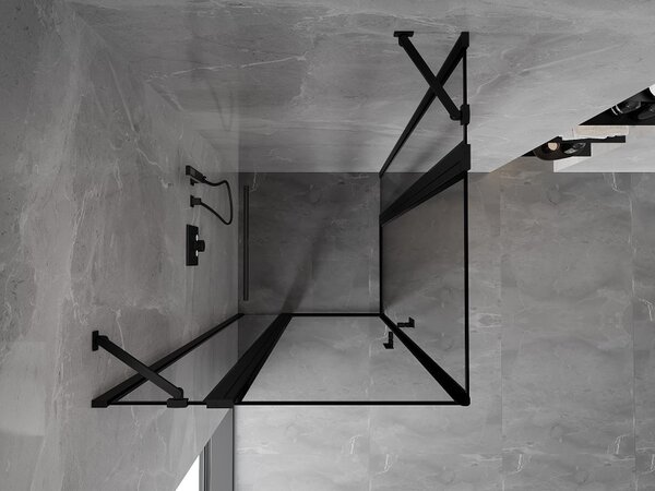 Mexen Mist Duo cabina doccia battente 85 x 85 cm, cornice nera, nero - 8A4-085L-085P-70-70