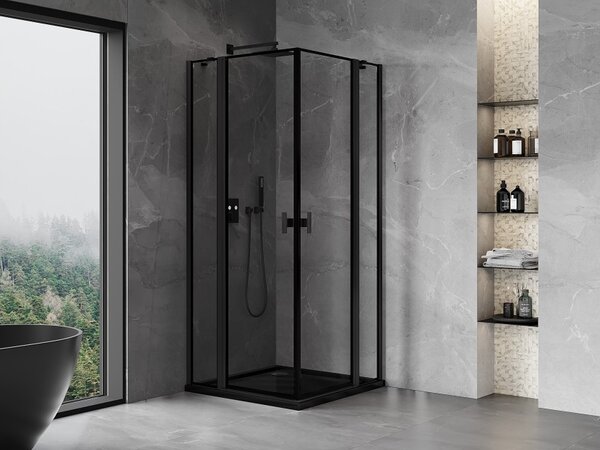 Mexen Mist Duo cabina doccia battente 85 x 85 cm, cornice nera, nero - 8A4-085L-085P-70-70