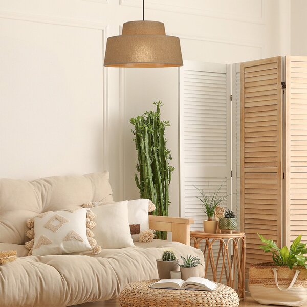 Lampada a sospensione COREP, Mallorca, dimmerabile, Beige, Soggiorno, Carta / Cartone