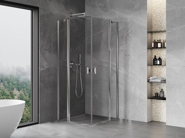 Mexen Mist Duo cabina doccia a battente 75 x 75 cm, trasparente, cromo - 8A4-075-075-01-00