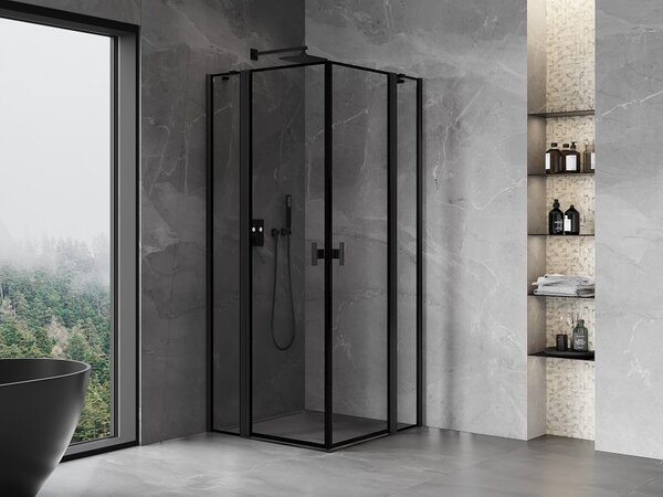 Mexen Mist Duo cabina doccia battente 85 x 85 cm, cornice nera, nero - 8A4-085L-085P-70-70