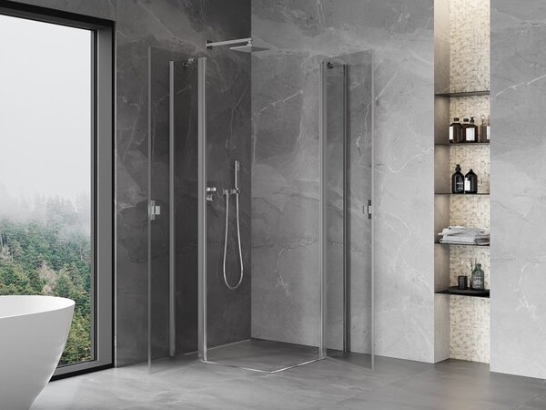 Mexen Mist Duo cabina doccia a battente 75 x 75 cm, trasparente, cromo - 8A4-075-075-01-00