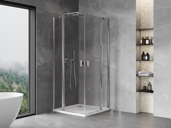 Mexen Mist Duo cabina doccia a battente 75 x 75 cm, trasparente, cromo - 8A4-075-075-01-00