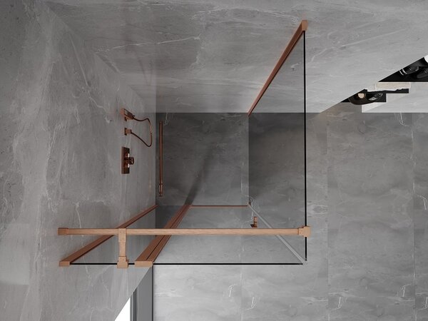 Mexen Mist T cabina doccia apribile 90 x 90 cm, trasparente, rame spazzolato - 8A4T-090-090-65-00