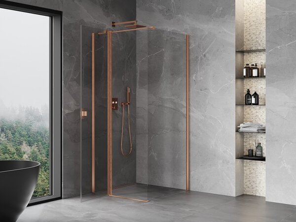 Mexen Mist T cabina doccia apribile 90 x 90 cm, trasparente, rame spazzolato - 8A4T-090-090-65-00