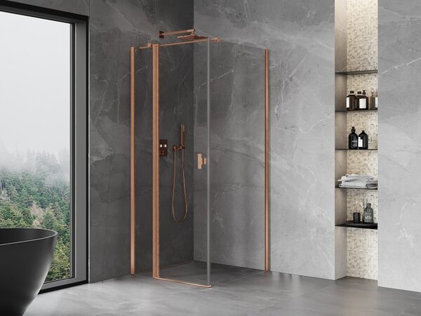 Mexen Mist T cabina doccia apribile 90 x 90 cm, trasparente, rame spazzolato - 8A4T-090-090-65-00