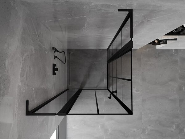 Mexen Mist L Duo cabina doccia ad anta battente 120 x 120 cm, griglia nera, nero - 8A4L-120L-120P-70-77