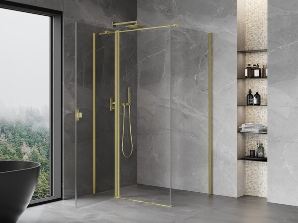 Mexen Mist T cabina doccia battente 110 x 90 cm, trasparente, oro spazzolato - 8A4T-110-090-55-00