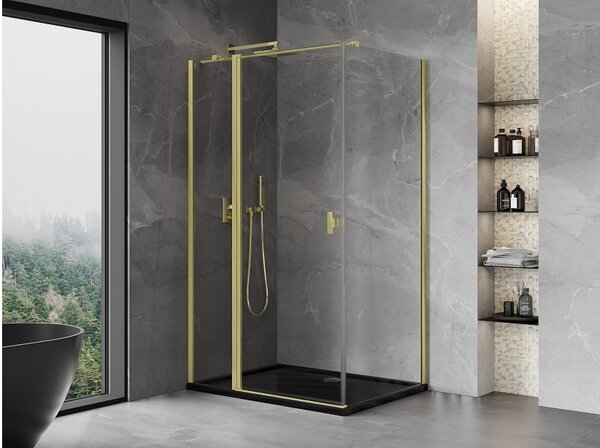 Mexen Mist T cabina doccia battente 110 x 90 cm, trasparente, oro spazzolato - 8A4T-110-090-55-00