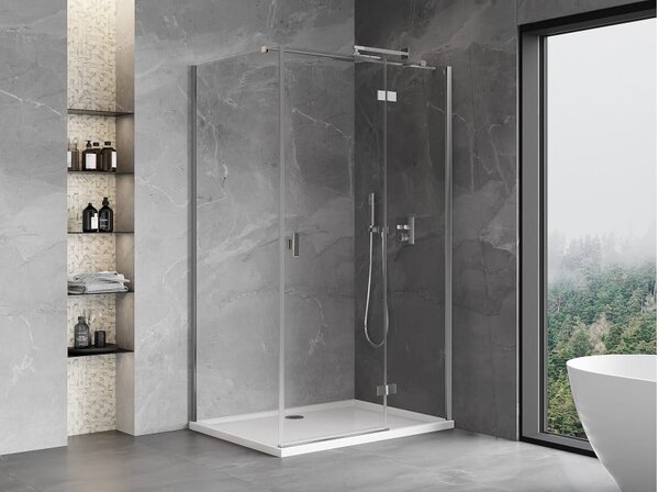 Mexen Mist-H T cabina doccia a battente destra 110 x 80 cm, trasparente, cromo - 8A5T-110-080-01-00-P