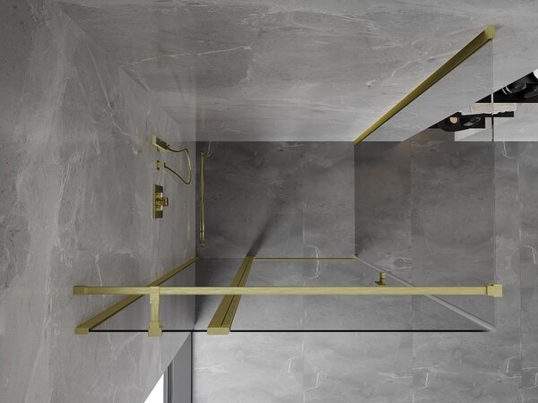 Mexen Mist T cabina doccia battente 110 x 90 cm, trasparente, oro spazzolato - 8A4T-110-090-55-00