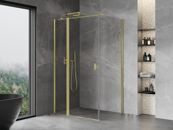 Mexen Mist T cabina doccia battente 110 x 90 cm, trasparente, oro spazzolato - 8A4T-110-090-55-00