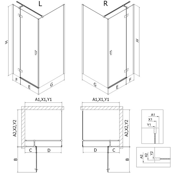 Mexen Mist-H T cabina doccia a battente destra 110 x 80 cm, trasparente, cromo - 8A5T-110-080-01-00-P