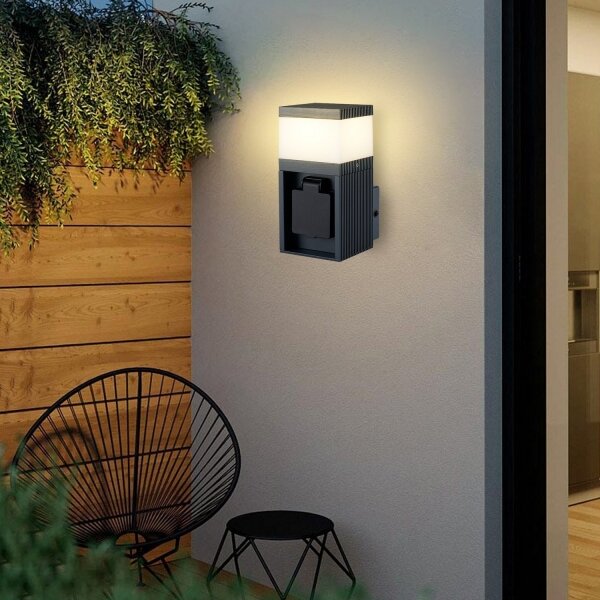 Brilagi - Lampada da esterno con presa SCHUKO PILLAR 1xG9/11W/230V IP44 antracite