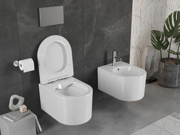 Mexen Sofia tazza wc Rimless con sedile a chiusura rallentata slim, duroplast, bianco lucido - 30540300