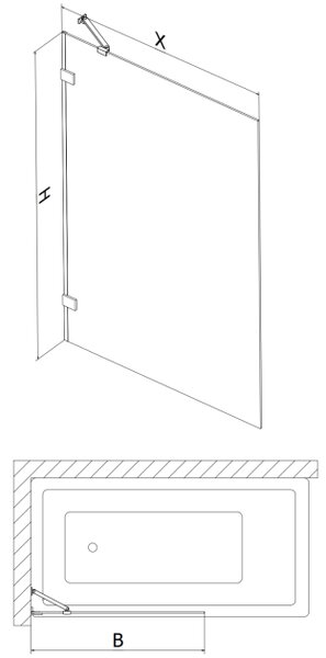 Mexen Lunar paravento da bagno a 1 anta 60 x 150 cm, trasparente, cromato - 897-060-000-01-00