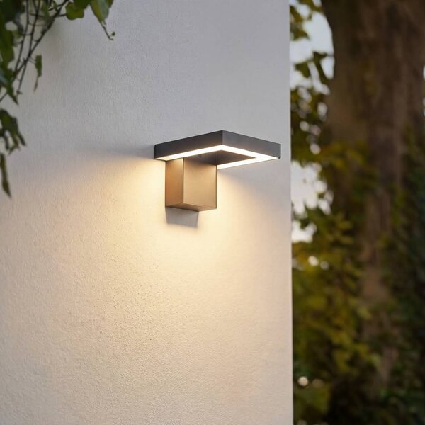 Applique da esterni a LED Orbin Lindby, Alluminio / Grigio / Zincato, Alluminio, Moderno, Applique LED da esterni