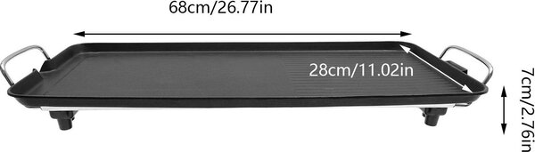 Griglia elettrica - Griglia da tavolo per barbecue - 68x28 cm - 1500 W - Portatile per il campeggio - 5 livelli di temperatura - 32–482 °F - Spina UE