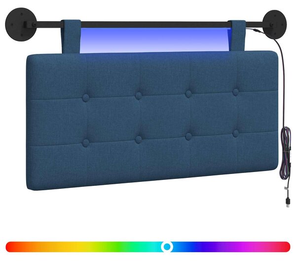 Testiera sospesa Con luce LED Blu Tessuto