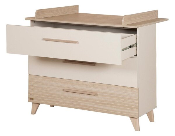 Cassettiera per bambini color crema/di colore naturale con effetto rovere con fasciatoio 110x98x75 cm Sidney – Roba