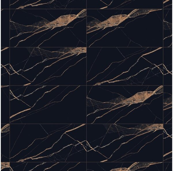 Mexen Fossil Gres nero smaltato rettificato G1, piastrella pavimento-parete 120 x 60 cm, alto lucido - TL213-120-060-00