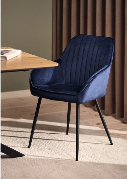 Set di sedie da pranzo blu scuro in imbottito con braccioli 2 pz Nolan Stripe – Unique Furniture