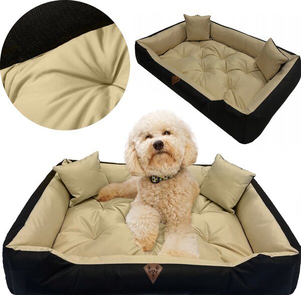 Cuccia per cani, divanetto impermeabile 100x75 cm, lettino, cuscini, divanetto, beige