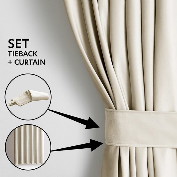 Tenda parzialmente oscurante beige in velluto 140x270 cm Pleat – Restilo