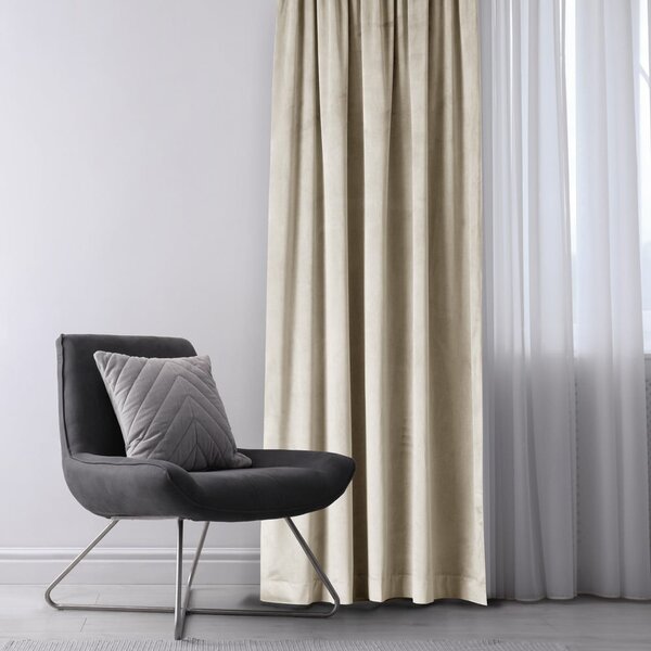Tenda parzialmente oscurante beige in velluto 140x245 cm Eyelets – Restilo