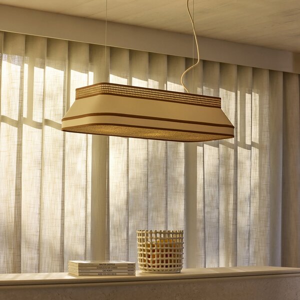 Lampada a sospensione MARKET SET, Square, dimmerabile, Beige, Sala da pranzo, Tessuto / Tessile, Design